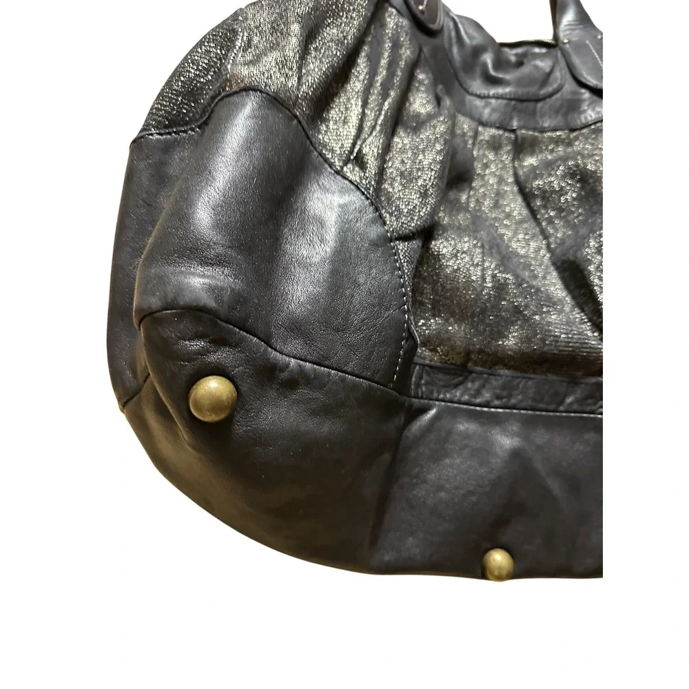 Giorgio Brato Leather Satchel Metallic Textured Tassel Bag Italy Y2K